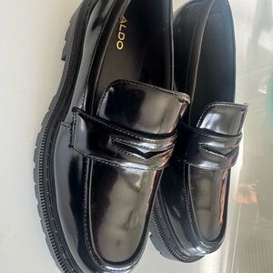 ALDO Shiny Black Women’s Slip-On Loafers